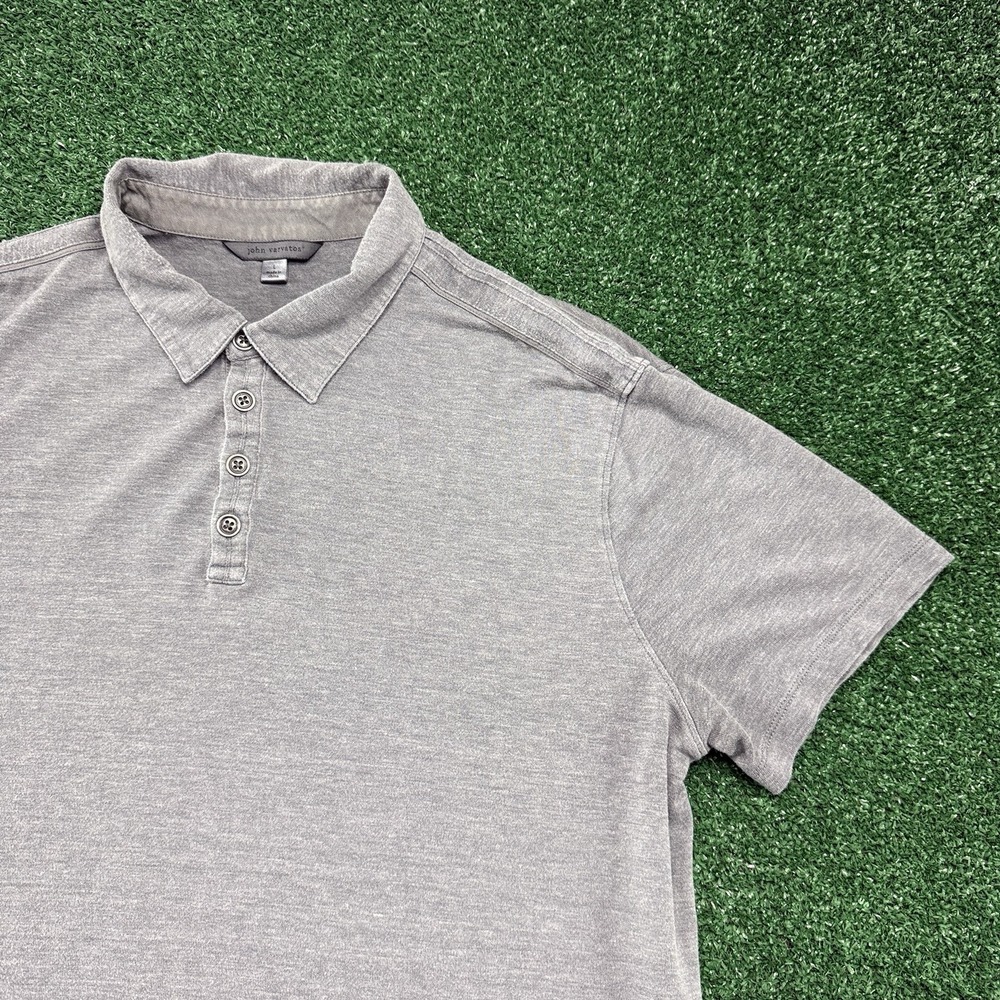 John Varvatos Men's Short Sleeve Polo Shirt Size Large Gray Silk